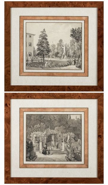 Ecole ITALIENNE vers 1820-1830 : Vue de jardins...