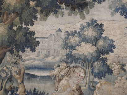 AUBUSSON : Tapisserie en laine à décor d'une...