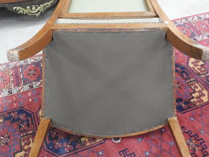 Pair of mahogany armchairs, inverted backrest,...