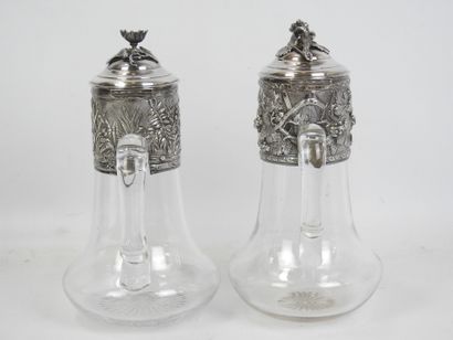 Robert LINZELER - Paris : Two crystal pitchers...