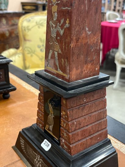 PAIR OF OBELISQUES in griotte red marble...