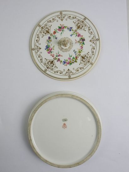 SEVRES: Porcelain polychrome and gold cup...