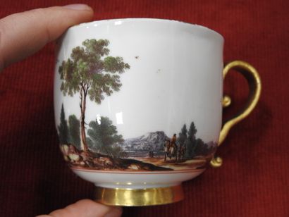 MEISSEN
Porcelain cup and saucer with polychrome...