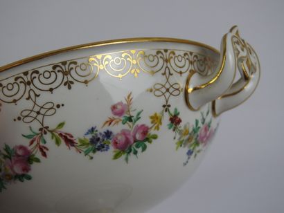 SEVRES: Porcelain polychrome and gold cup...