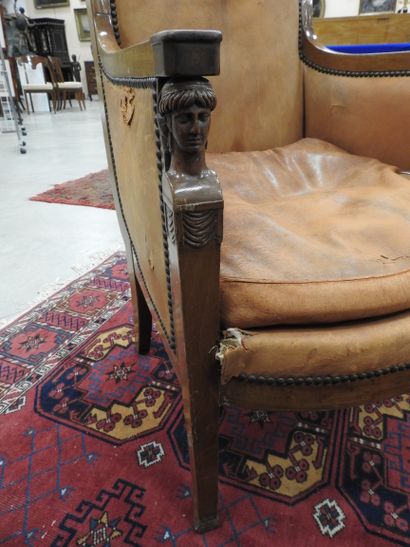 Pair of mahogany shepherd's chairs, backs...