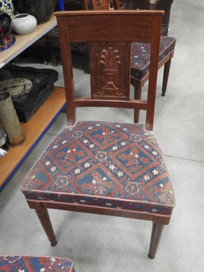 SIX CHAIRS in mahogany, bandeau à la gerbe...