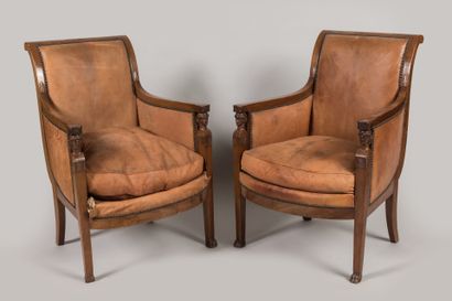 Pair of mahogany shepherd's chairs, backs...