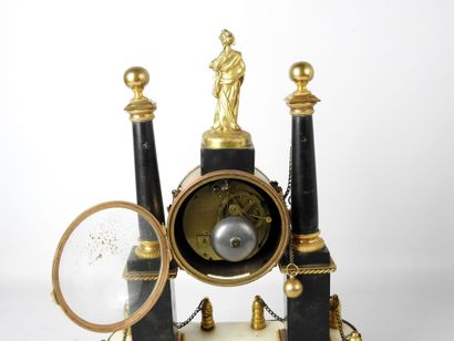 PORTICAL CLOCK in white and black marble...