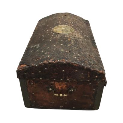 INTERESTING English-made wooden COFFRE covered...