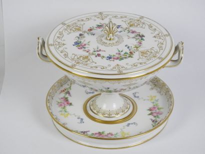 SEVRES: Porcelain polychrome and gold cup...