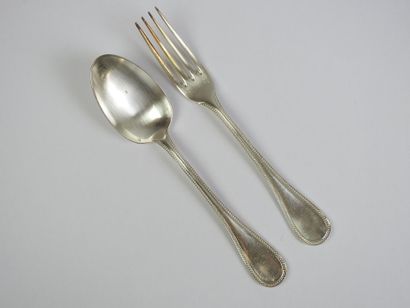 CHRISTOFLE: Silver-plated cutlery set Perles...