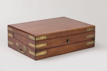 Travel writing case in mahogany with two...