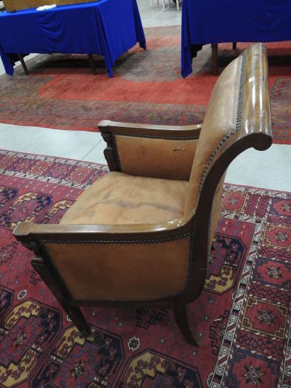 Pair of mahogany shepherd's chairs, backs...