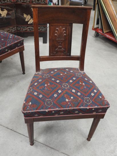 SIX CHAIRS in mahogany, bandeau à la gerbe...