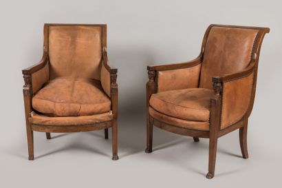 Pair of mahogany shepherd's chairs, backs...