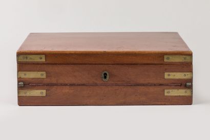 Travel writing case in mahogany with two...