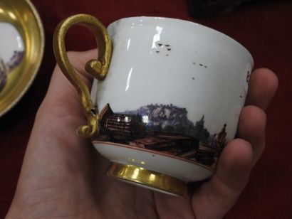 MEISSEN
Porcelain cup and saucer with polychrome...