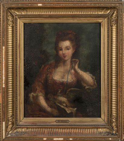 Portrait of a woman. Oil on oak panel. Signed...