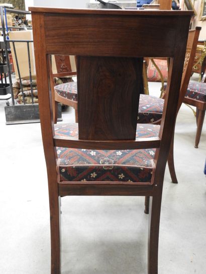 SIX CHAIRS in mahogany, bandeau à la gerbe...