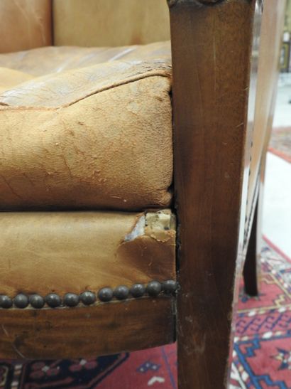 Pair of mahogany shepherd's chairs, backs...