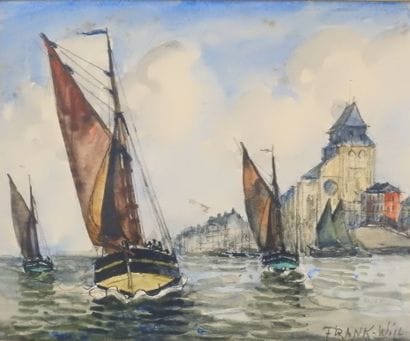 Frank WILL (1900-1951) : Les voiliers. Aquarelle....
