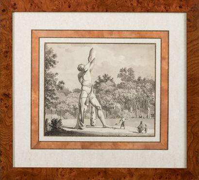 Ecole ITALIENNE vers 1820-1830 : Vue de jardins...