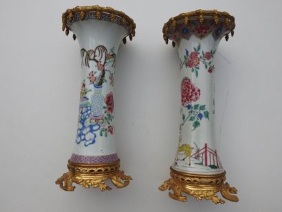 CHINE : Deux vases montés pouvant former...