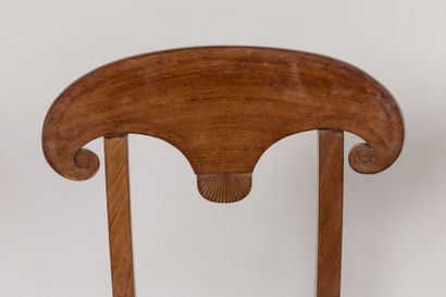 SET OF SIX mahogany CHAIRS, pelta-shaped...