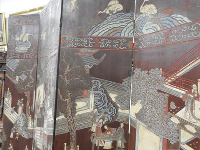 CHINA: Eight-leaf Coromandel lacquer screen...
