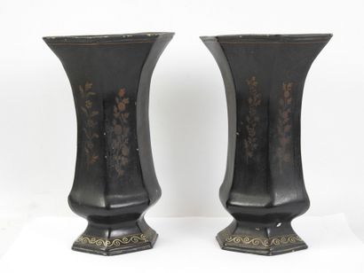 BERLIN: Pair of black and gold lacquered...