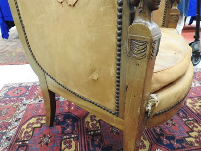 Pair of mahogany shepherd's chairs, backs...