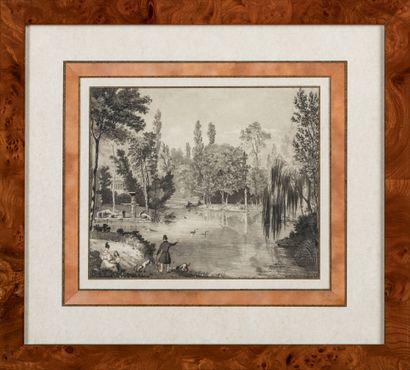 Ecole ITALIENNE vers 1820-1830 : Vue de jardins...