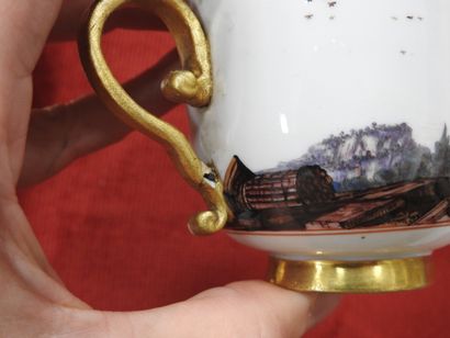 MEISSEN
Porcelain cup and saucer with polychrome...