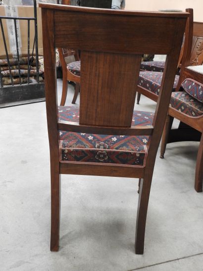 SIX CHAIRS in mahogany, bandeau à la gerbe...