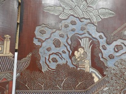 CHINA: Eight-leaf Coromandel lacquer screen...