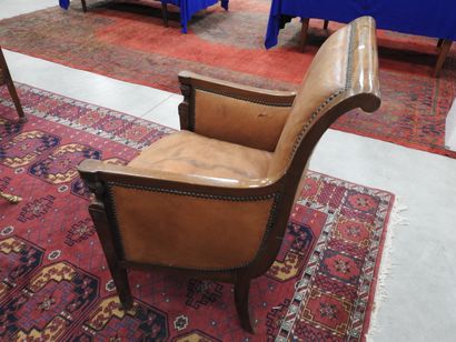 Pair of mahogany shepherd's chairs, backs...