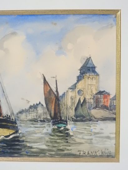 Frank WILL (1900-1951) : Les voiliers. Aquarelle....