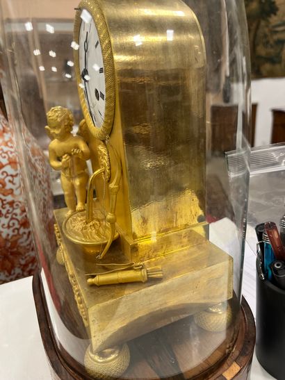 Gilt bronze HANGER with a cherub at a fountain,...
