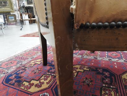 Pair of mahogany shepherd's chairs, backs...