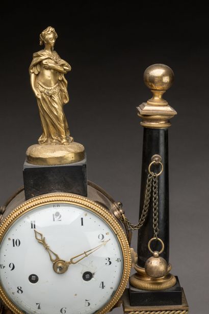PORTICAL CLOCK in white and black marble...