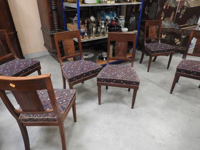 SIX CHAIRS in mahogany, bandeau à la gerbe...