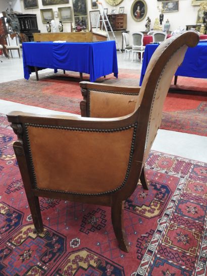 Pair of mahogany shepherd's chairs, backs...