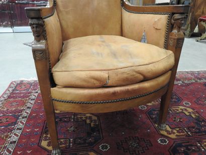 Pair of mahogany shepherd's chairs, backs...