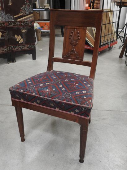 SIX CHAIRS in mahogany, bandeau à la gerbe...