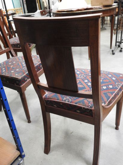 SIX CHAIRS in mahogany, bandeau à la gerbe...