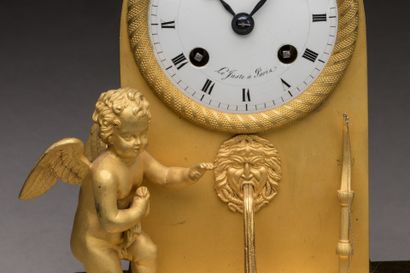 Gilt bronze HANGER with a cherub at a fountain,...