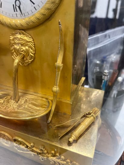 Gilt bronze HANGER with a cherub at a fountain,...