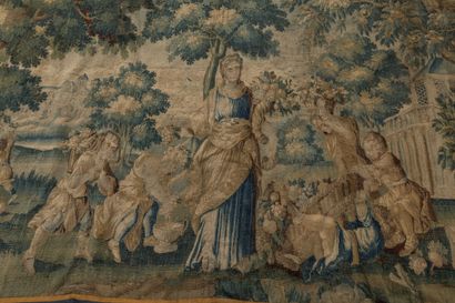 AUBUSSON : Tapisserie en laine à décor d'une...