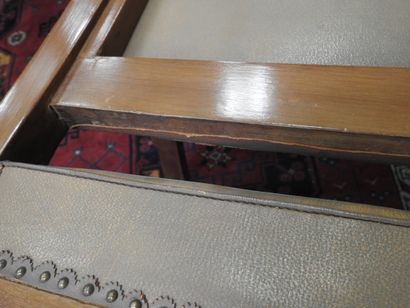 Pair of mahogany armchairs, inverted backrest,...