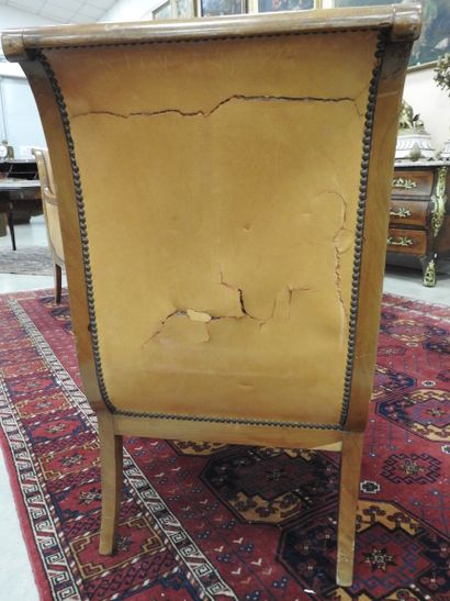 Pair of mahogany shepherd's chairs, backs...